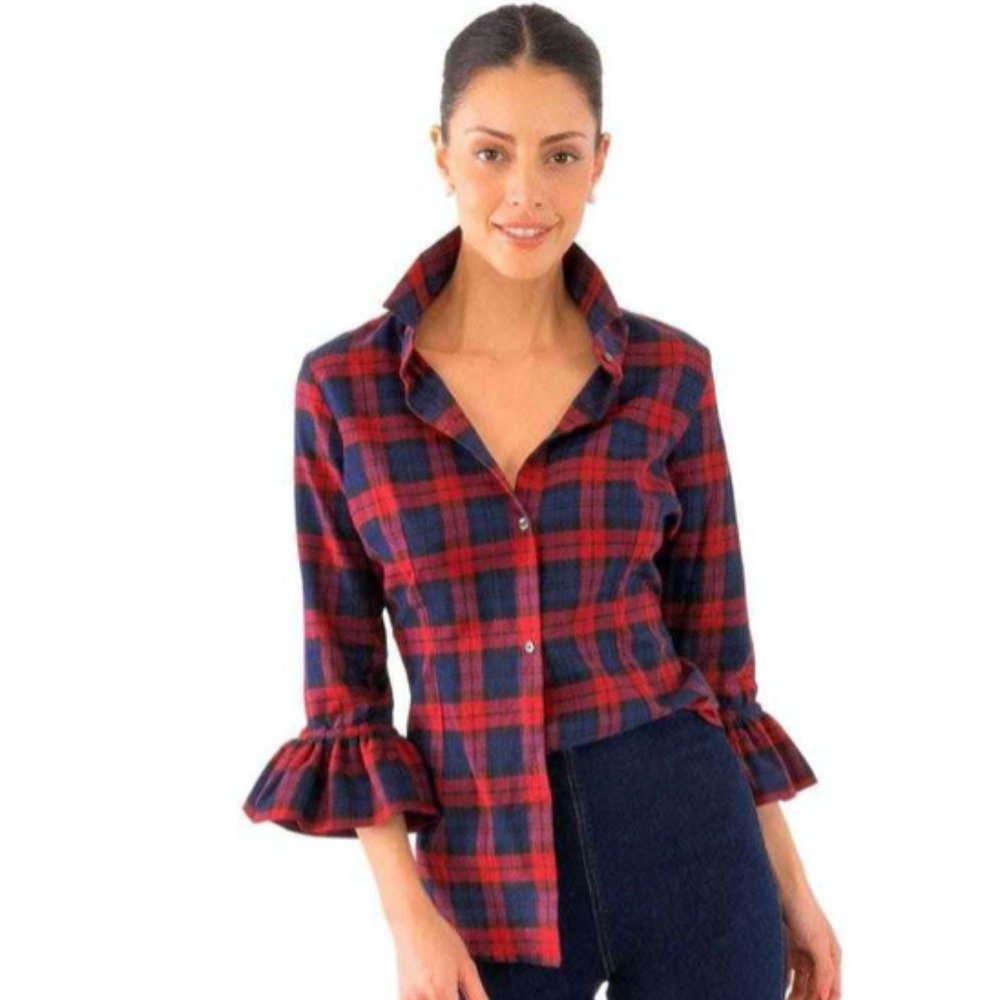 Gretchen Scott Plaid Priss Blouse